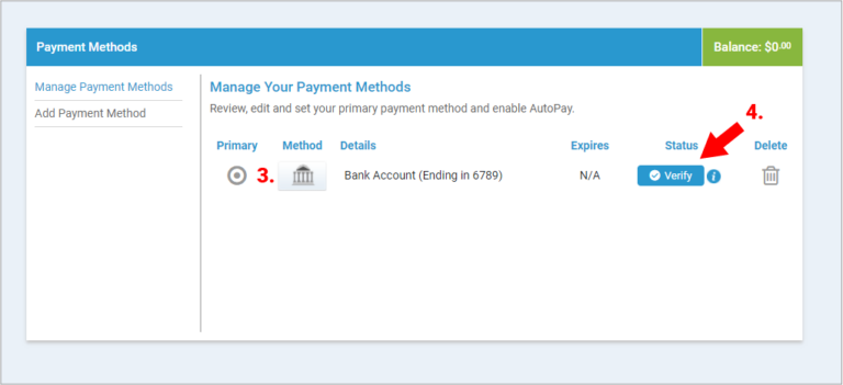 Adding and Verifying Your Bank Account